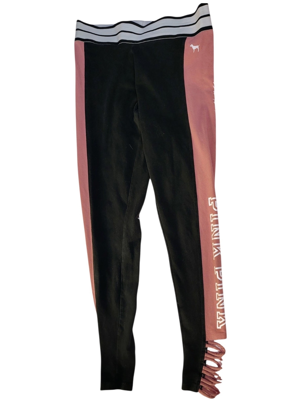 PINK Victoria's Secret Black and Dusty Rose Side-Stripe Leggings